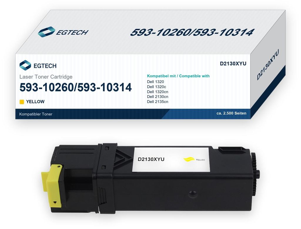 Toner kompatibel mit Dell 593-10260 Gelb 1320 1320c 1320cn Produktbild 