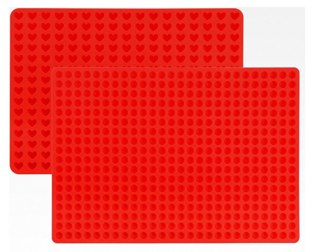 Silikon Backmatte für Hundekekse - 2 Stück mit Teigschaber, Backunterlage für Hundeleckerlis, rot