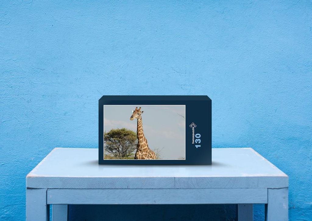 hansepuzzle 78225 - Giraffe Puzzle, 130 Teile, Natur, 28,7 x 20,0cm mit hochwertiger Aufbewahrung, Kartonbox und wiederverschließbarem Beutel