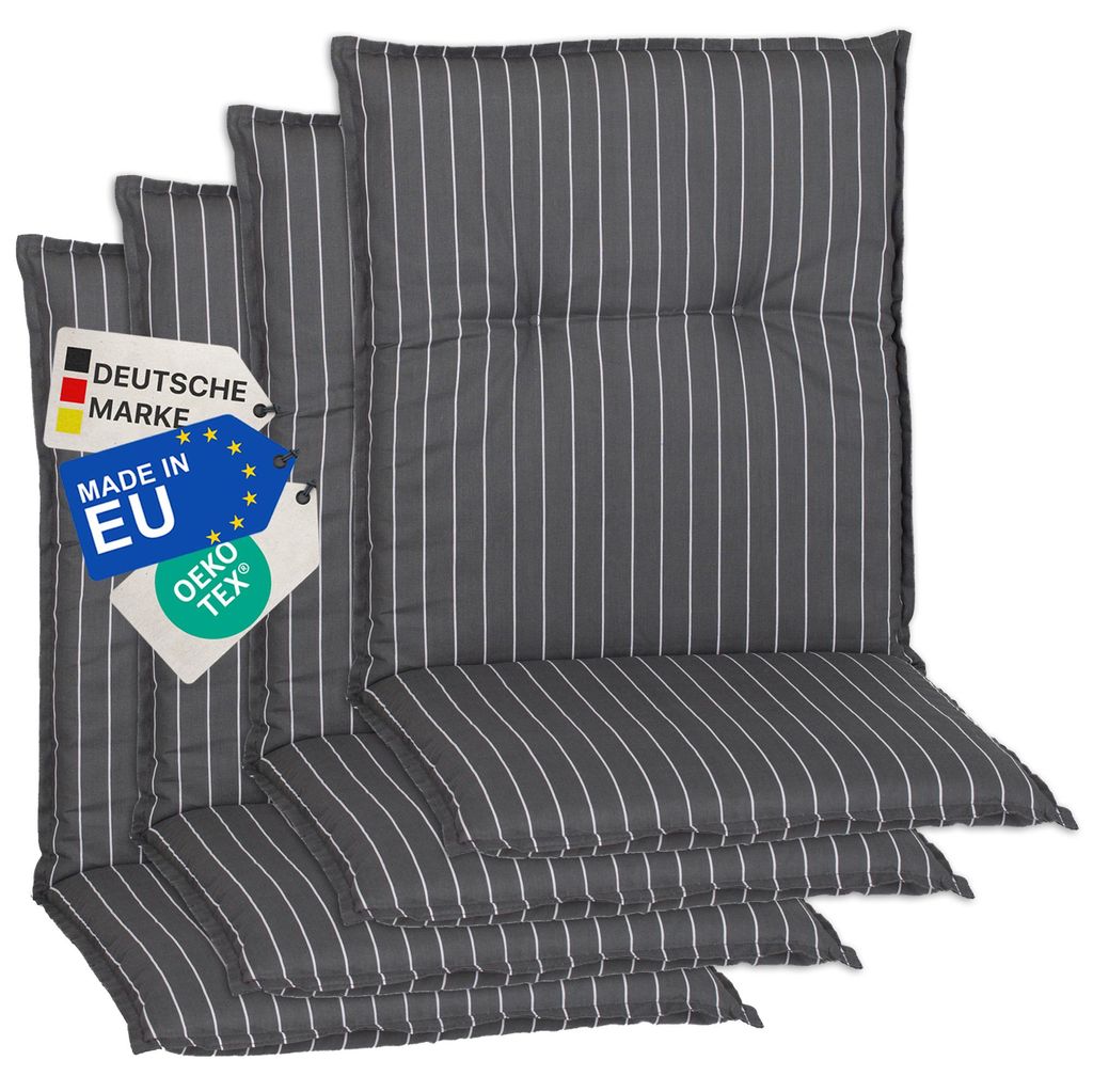 NYVI Gartenstuhl Auflagen Niedriglehner 4er Set Barcelona - UV-Beständig, Atmungsaktiv, Strapazierfähig - Niedriglehnerauflagen Outdoor - Sitzauf...