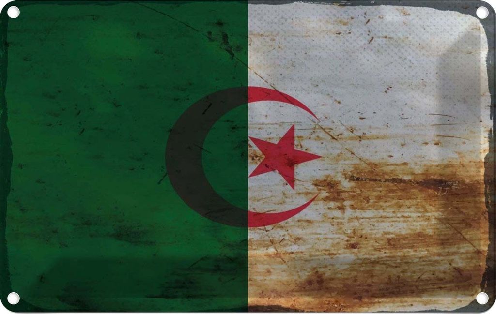 vianmo Blechschild 20x30 cm Algerien Algeria Rost Flagge Fahne Wappen