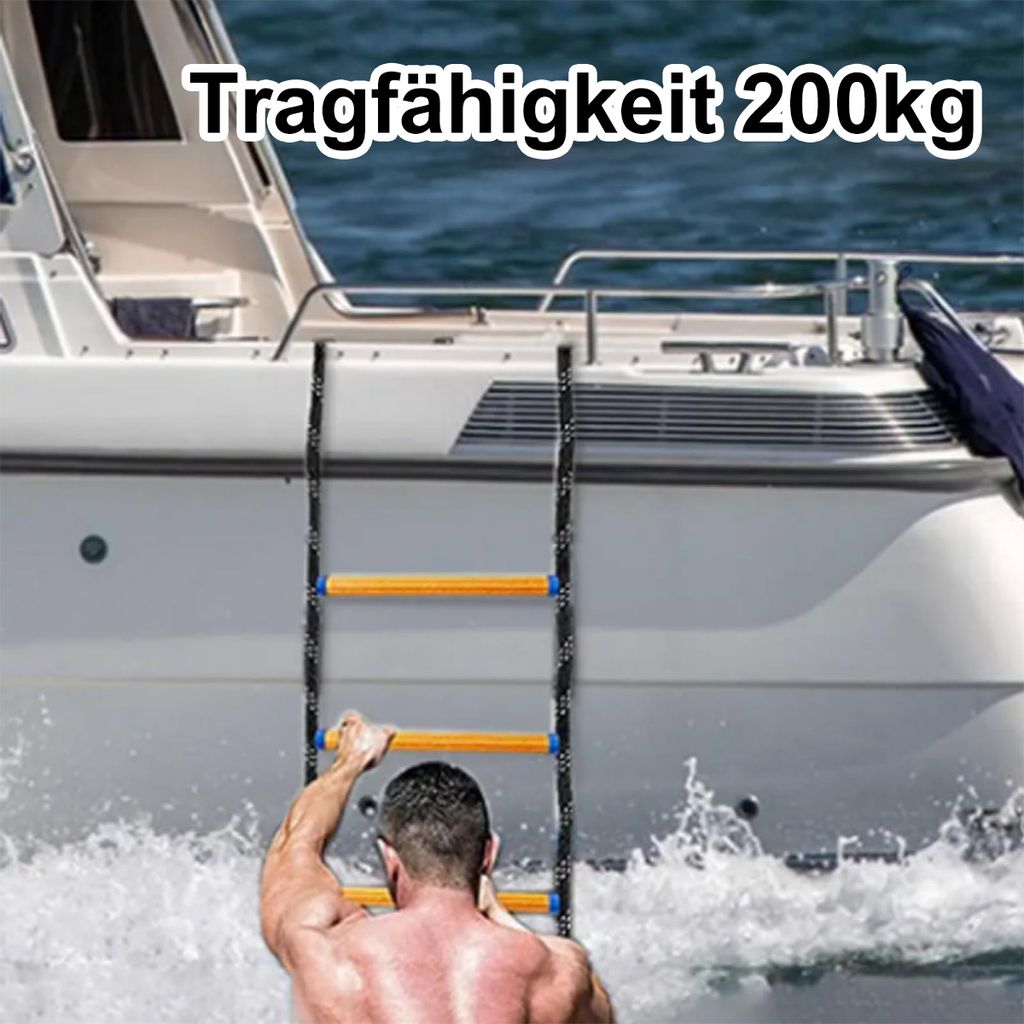 Amagogo Bootsstrickleiter - Marineleiter Mit Karabinern Für Boote Und Kajaks