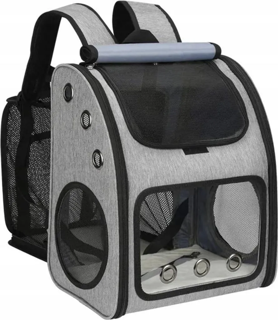 Sac de voyage 3 en 1 pour chien et chat, gris, avec brosse pour 10kg max - 6