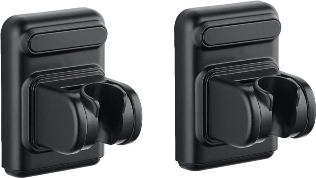 INF Große Klebeflächen Duschhalterung ohne Bohren 2er Set ABS verstellbar 360° für Dusche Schwarz