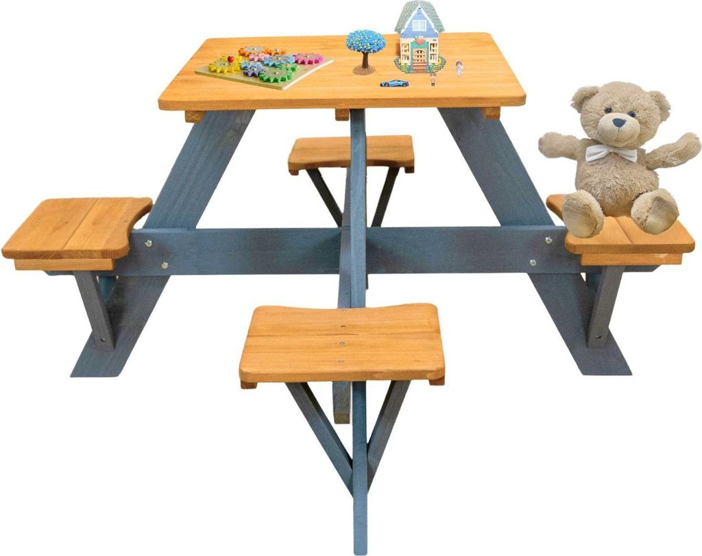 Coemo Kindersitzgruppe Romy Picknicktisch Holz Sitzgarnitur Gartentisch Braun
