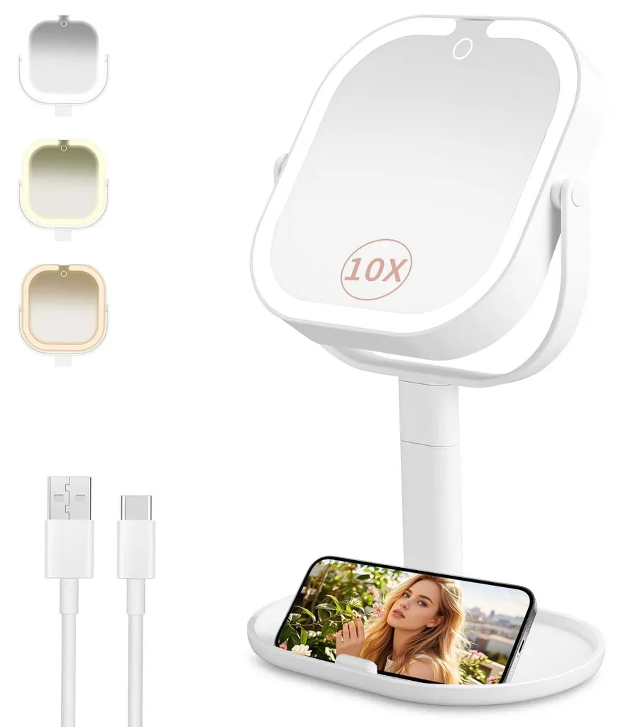Fini le maquillage raté avec ce miroir LED grossissant 10x ajustable