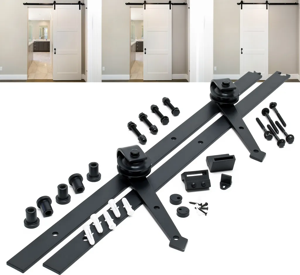 Système Coulissant en Acier avec Rail 183cm pour Porte de Galandage 90kg