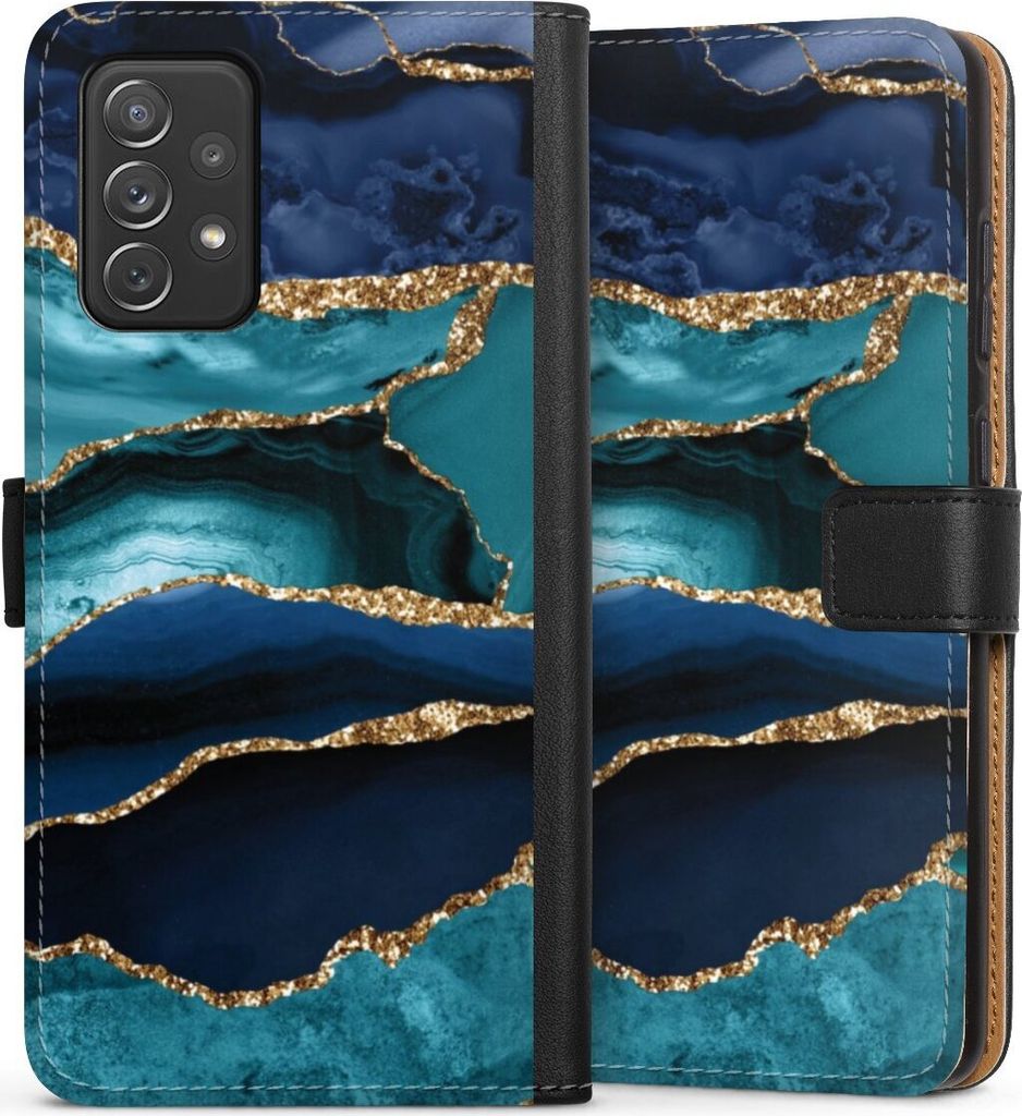 DeinDesign Klapphülle für Samsung Galaxy A72 Handytasche Lederhülle Tasche Glitzer Look Marmor Trends