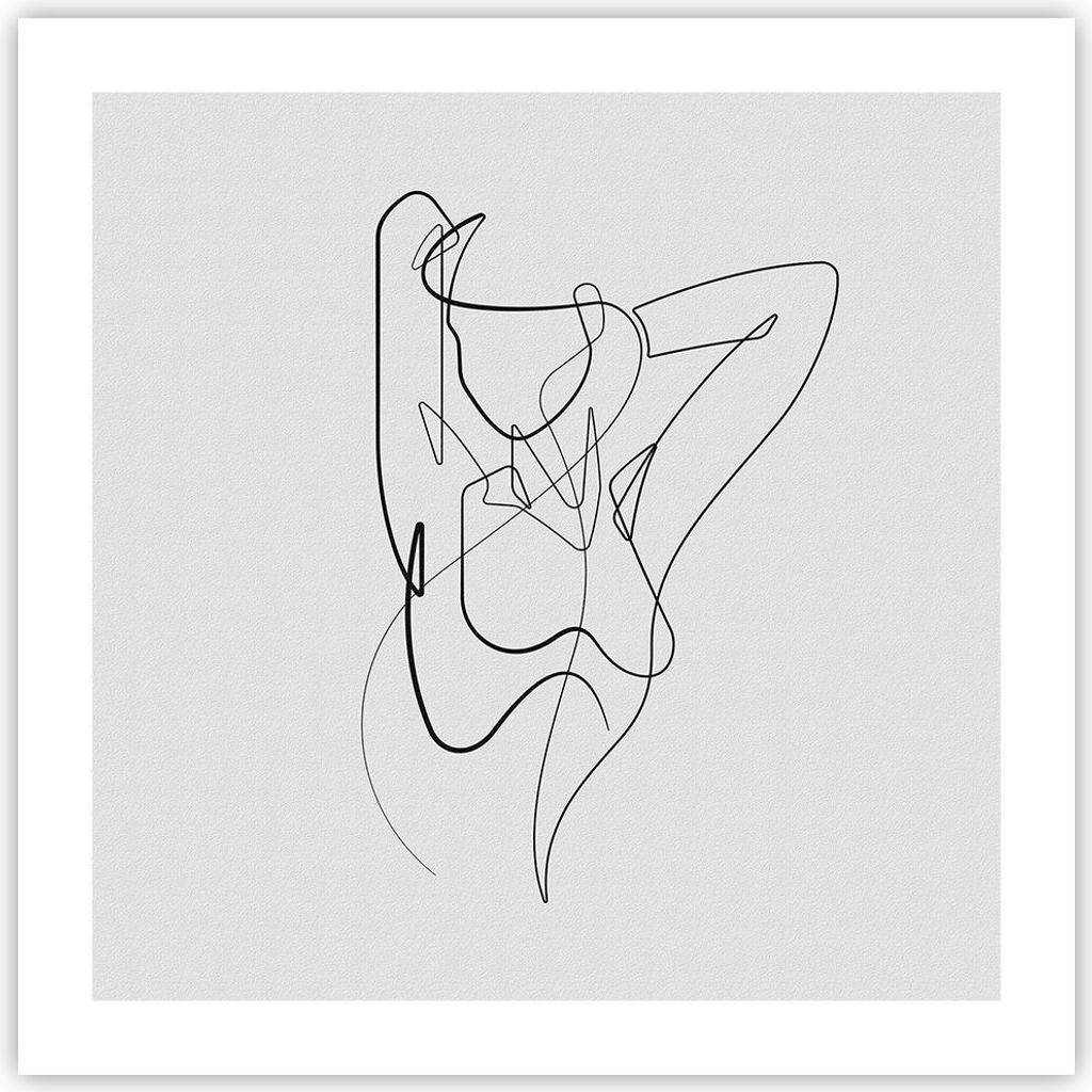 Poster - Poster ohne Rahmen - Frau Bleistift Linie - 50x50 cm - Wand Bild - Wanddeko - Wandbilder - Kunstposter - Wandposter - Bilder - Kunstdruck ...