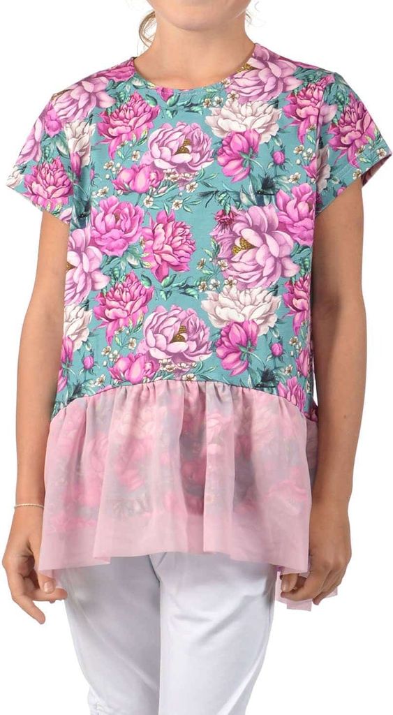 Mädchen Tunika mit Volant und Tüll 30366 Grün 116/122