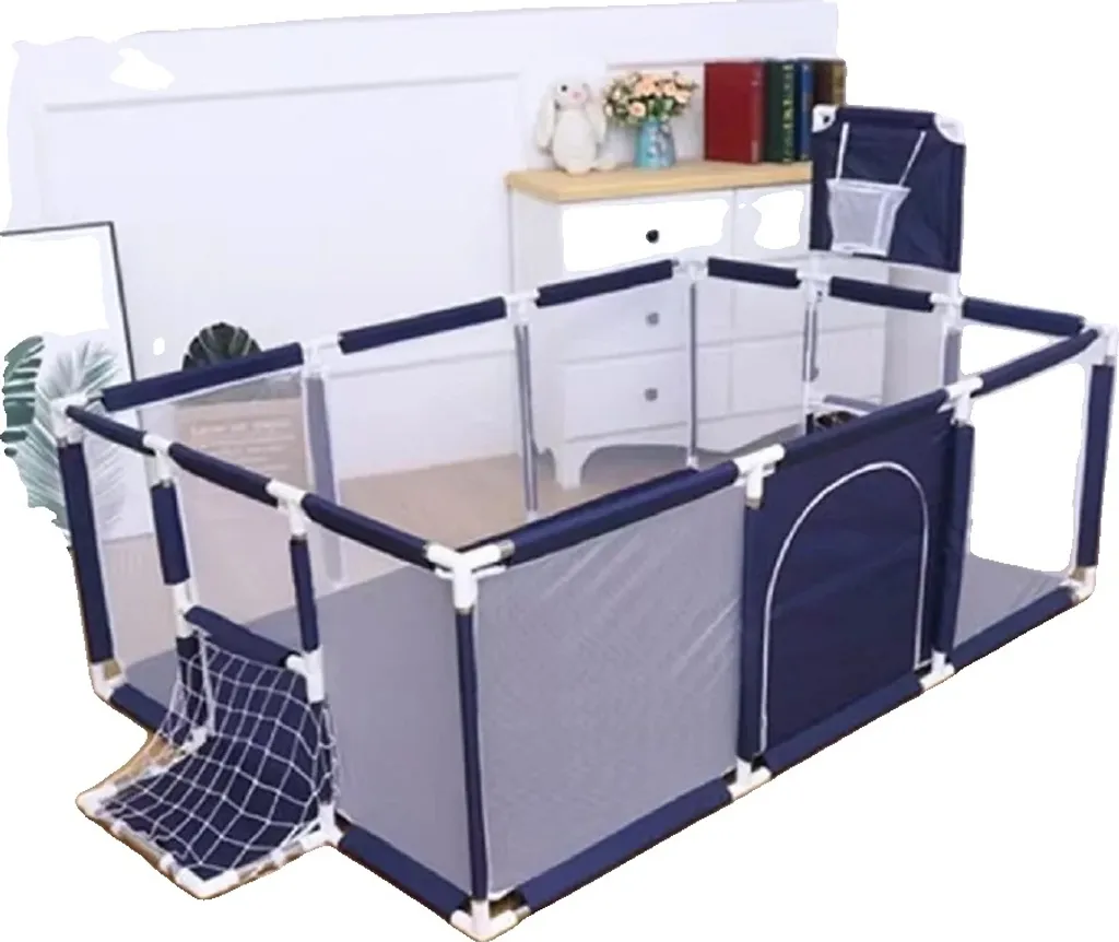 Aire de jeux bébé résistante grand format avec porte zippée bleue 2ft