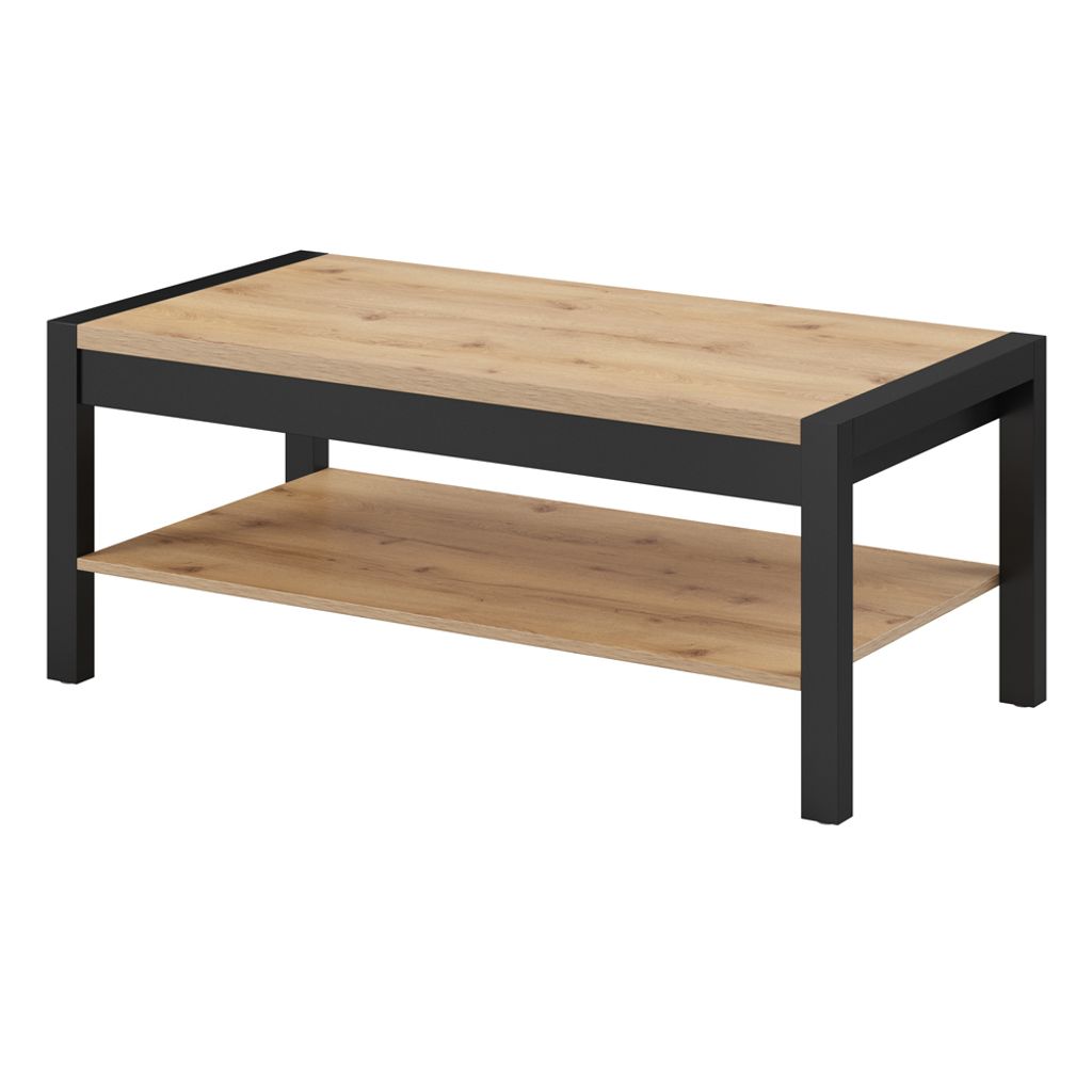 Wohnzimmer Couchtisch ACCRA-83 in Taurus Eiche Nb. mit schwarzem Gestell, B/H/T: ca. 120/48/60 cm
