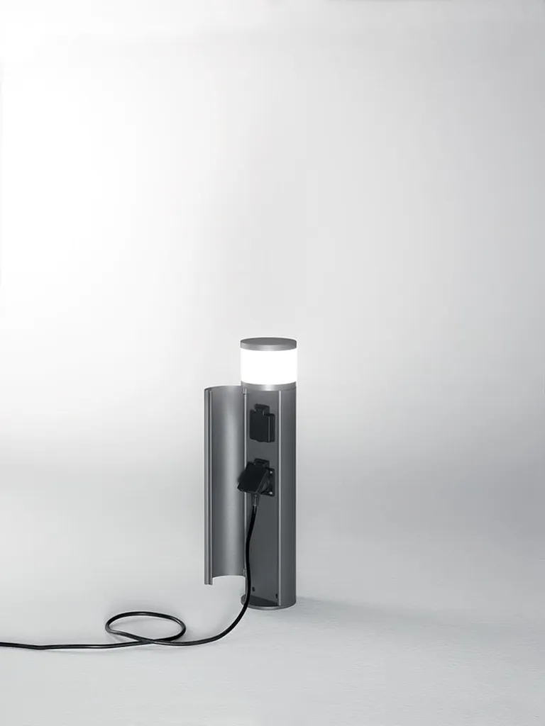 Potelet Électrique Extérieur IP44 Graphite Perenz - Double Prise 48cm - 3