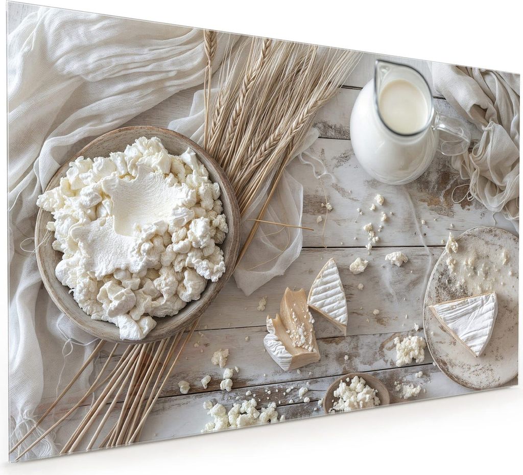 Küchenrückwand Spritzschutz Glas mit Motiv Ziegenkäse Schale 40 x 40 cm