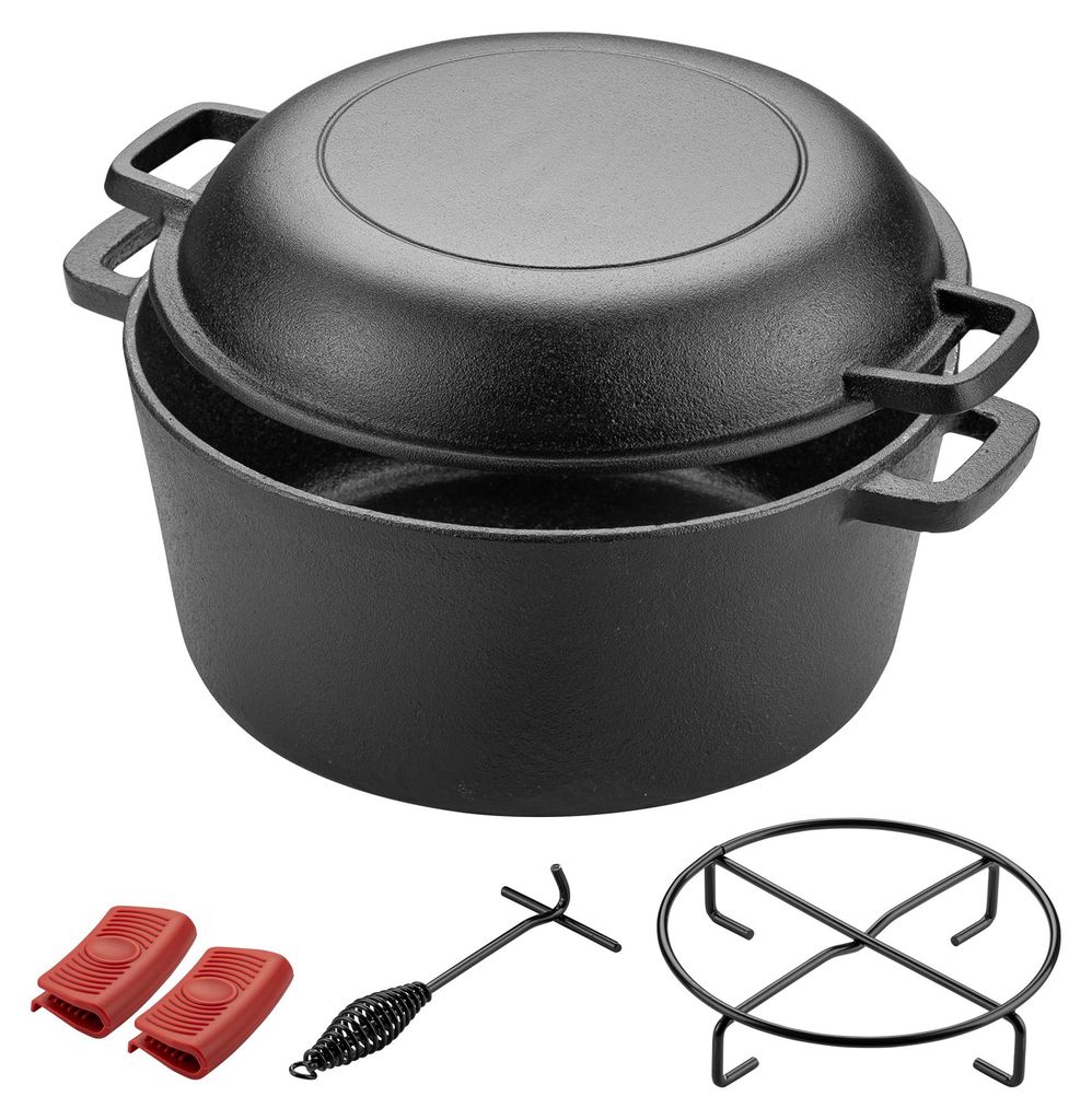 Wiltec 2v1 Dutch Oven 32 x 26 x 16 cm liatinový grilovací Obrázok produktu 