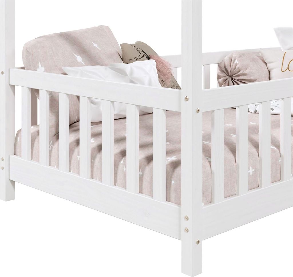 Hausbett LISAN aus massiver Kiefer in weiß, schönes Produktbild 5
