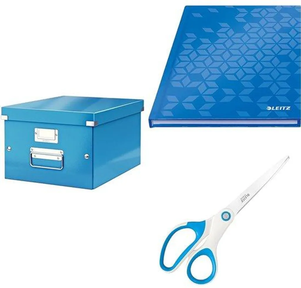 Set de classement A4 bleu en carton recyclé avec ciseaux et carnet