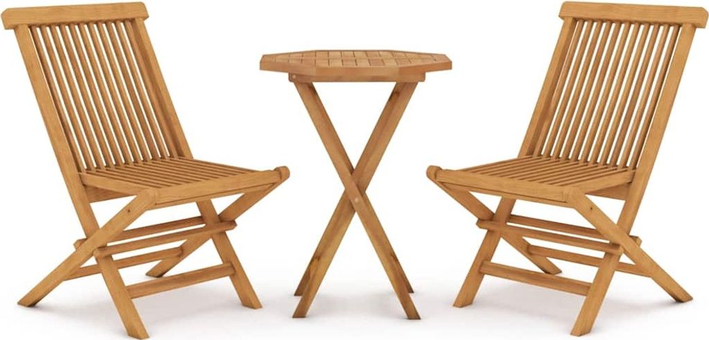 vidaXL 3-tlg. Garten-Essgruppe Massivholz Teak
