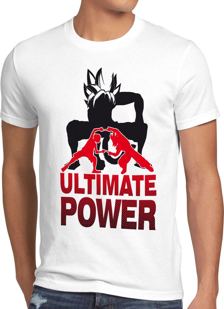 style3 Goku-Luffy Fusion Ultimate Power Herren T-Shirt, Größe:4XL, Farbe:Weiß