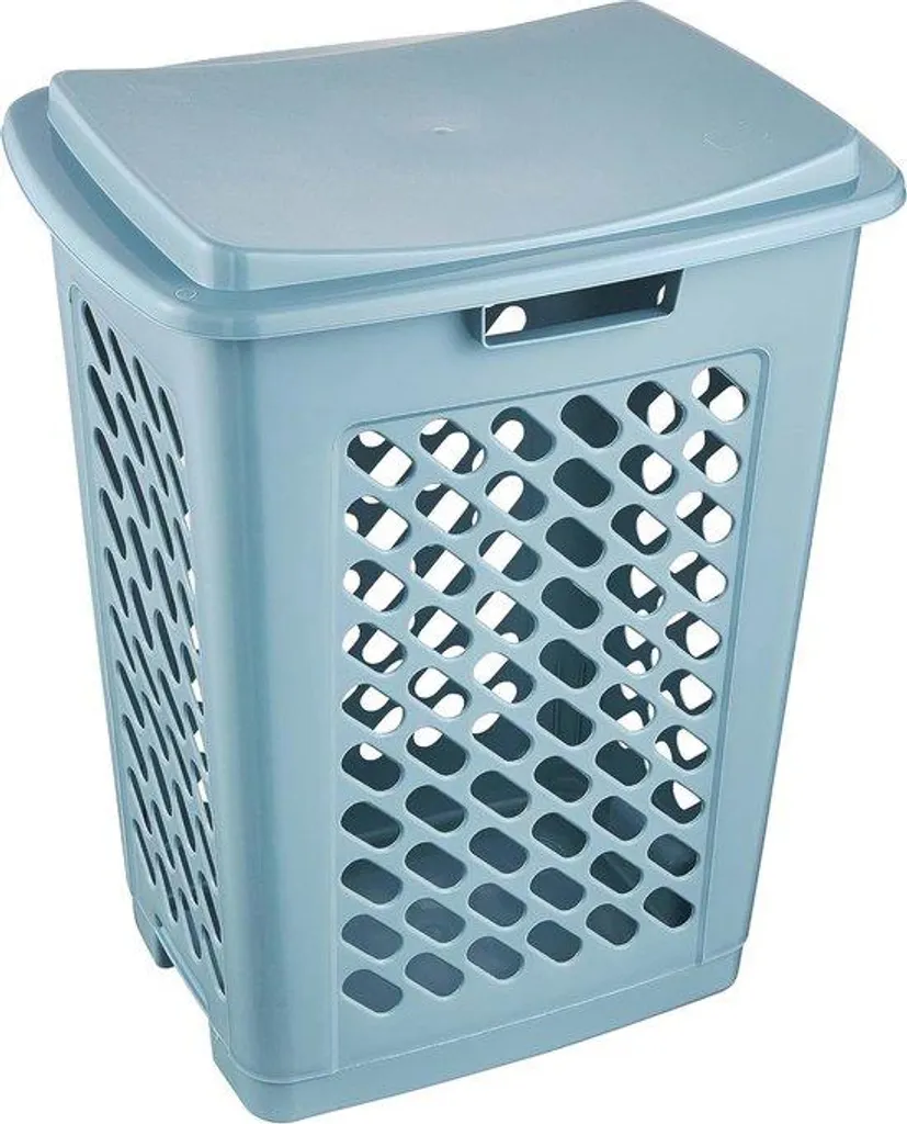 Poubelle à couvercle basculant 60L bleue - Corbeille aérée en plastique