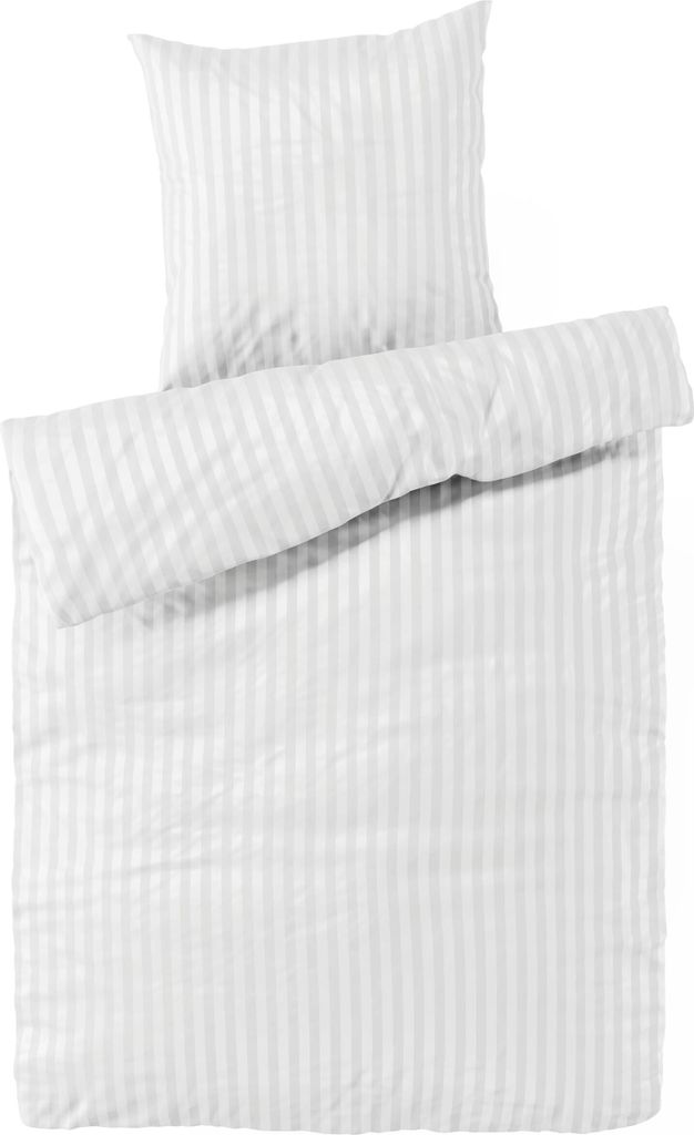 Damast Bettwäsche 135x200 Weiß gestreift Bettbezug 135 x Produktbild