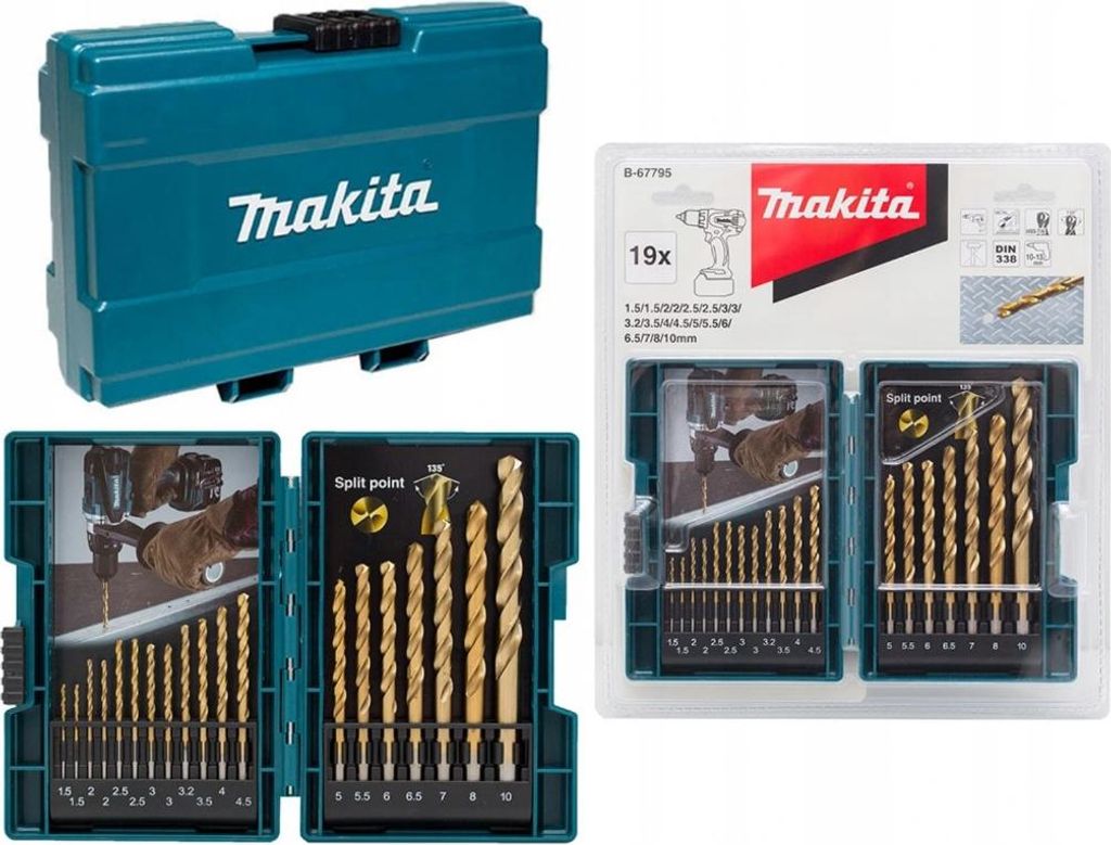 Set van 19 metalen boren MAKITA B-67795 - HSS-tin Productafbeelding 