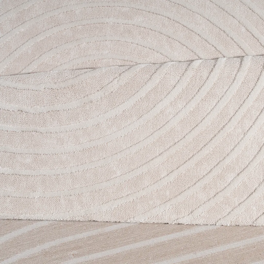 Tapis de salon bohème chic crème à effet 3D brillant 80x150 cm Soft - 2