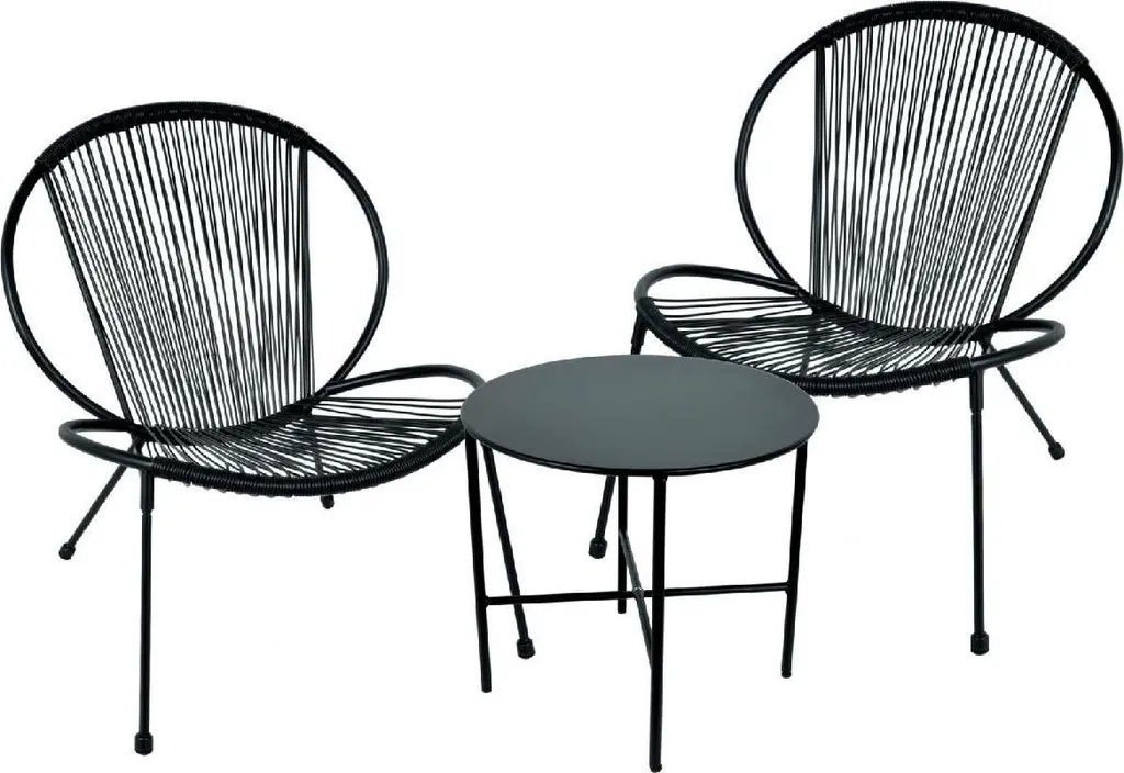 Mobilier de Jardin 3 Pièces Noir Incassable et Chic pour Petit Espace