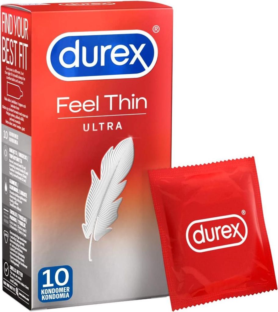 10 Stück Durex Feel Thin Ultra Dünn Kondome Liebe Sex Produktbild 