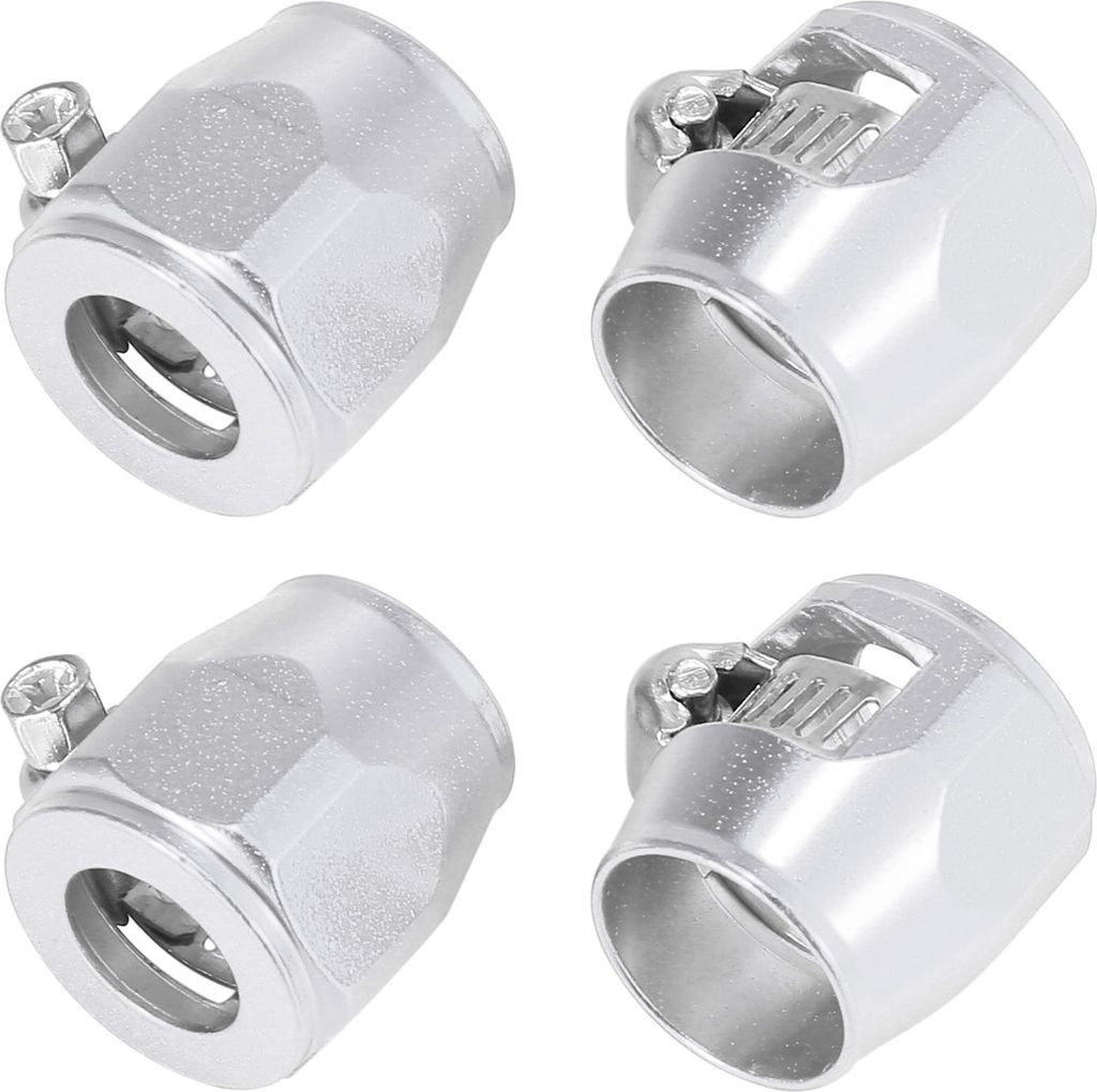 4 Stück AN8 Hex Auto Schlauch Finisher Klemmadapter Fitting Silber Farbton