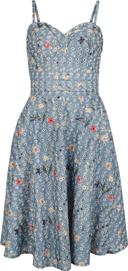 Voodoo Vixen Mittellanges Kleid Damen Summer Flowers Emb Flare Dress blau XL