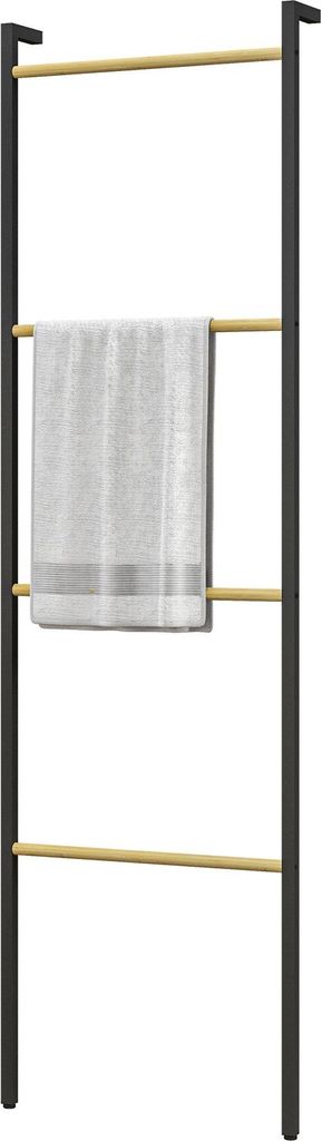Handtuchleiter 49 x 167,5 cm Handtuchhalter mit 4 Stangen, platzsparend, für Badetücher, Kleidung, Decken, Zeitungen, Stahl, Schwarz