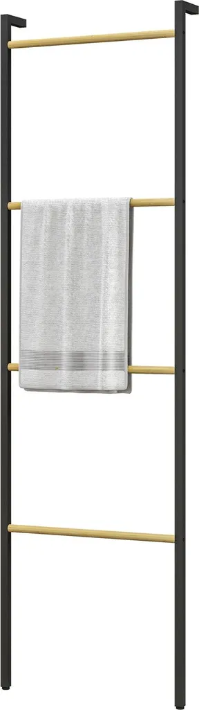 Porte-serviettes échelle design industriel noir mat pour salle de bain Zen