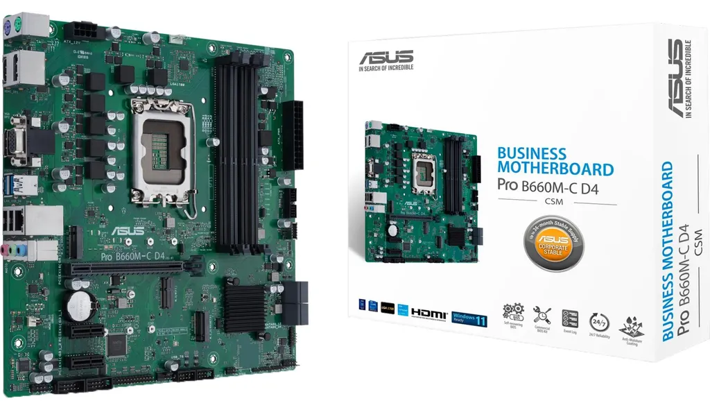 Carte Mère Professionnelle Asus Pro B660M-C D4-CSM Chipset Intel B660
