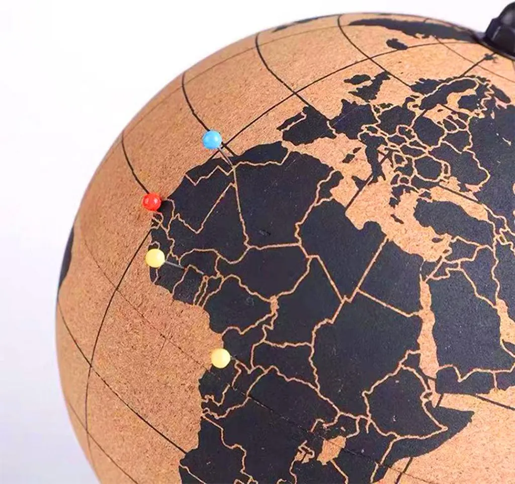 Globe Terrestre Pivotant en Liège Naturel - Planisphère Design 25cm - 5