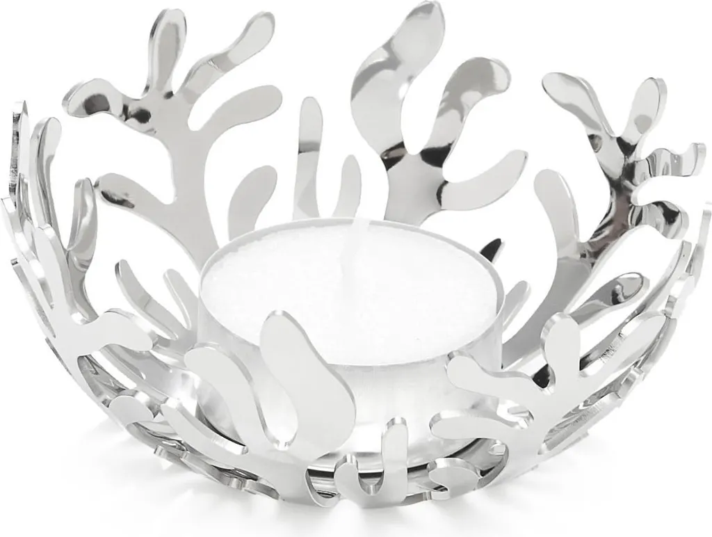 Porte-bougie Mediterraneo en acier inoxydable poli effet miroir brillant