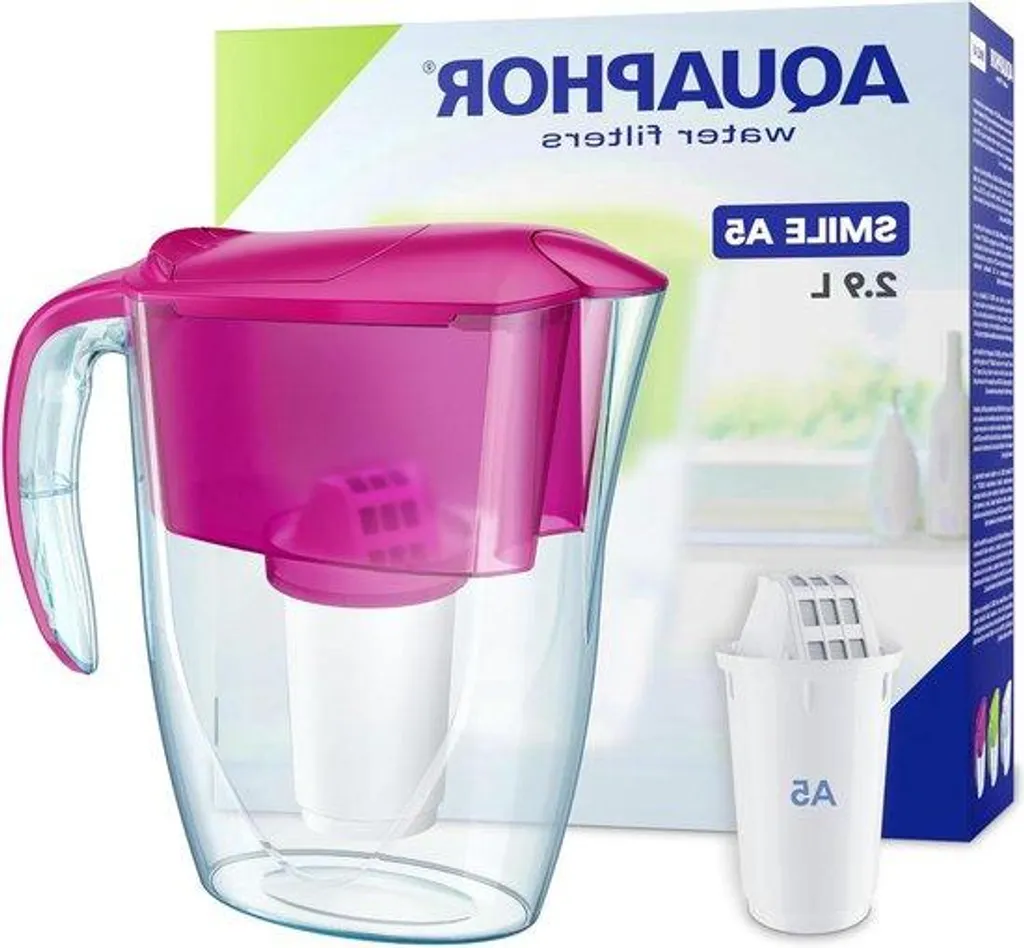 Carafe à eau compacte rose avec filtre A5 350L pour porte de frigo 2,9L
