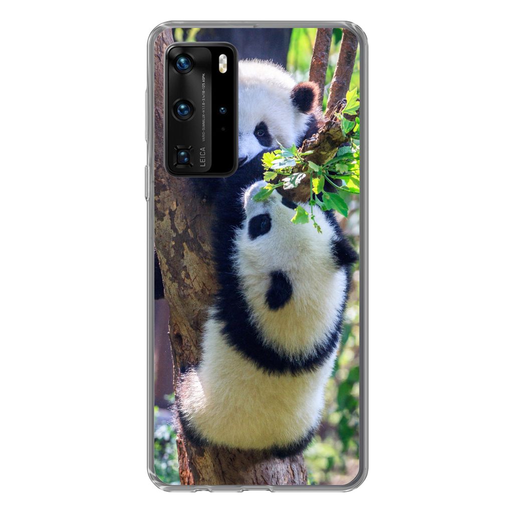 MuchoWow Handyhülle Schutzhülle Hülle für Huawei P40 Pro Pandas - Baum - Natur Silikon Softcase Handy Hülle - Schutz