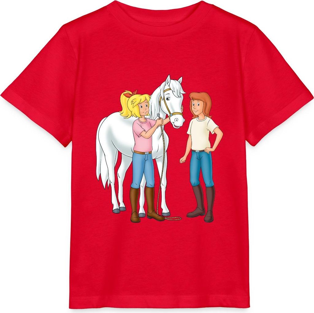 Spreadshirt Bibi Und Tina Kümmern Sich Um Sabrina Kinder Basic T-Shirt, 98/104 (3-4 Jahre), Rot