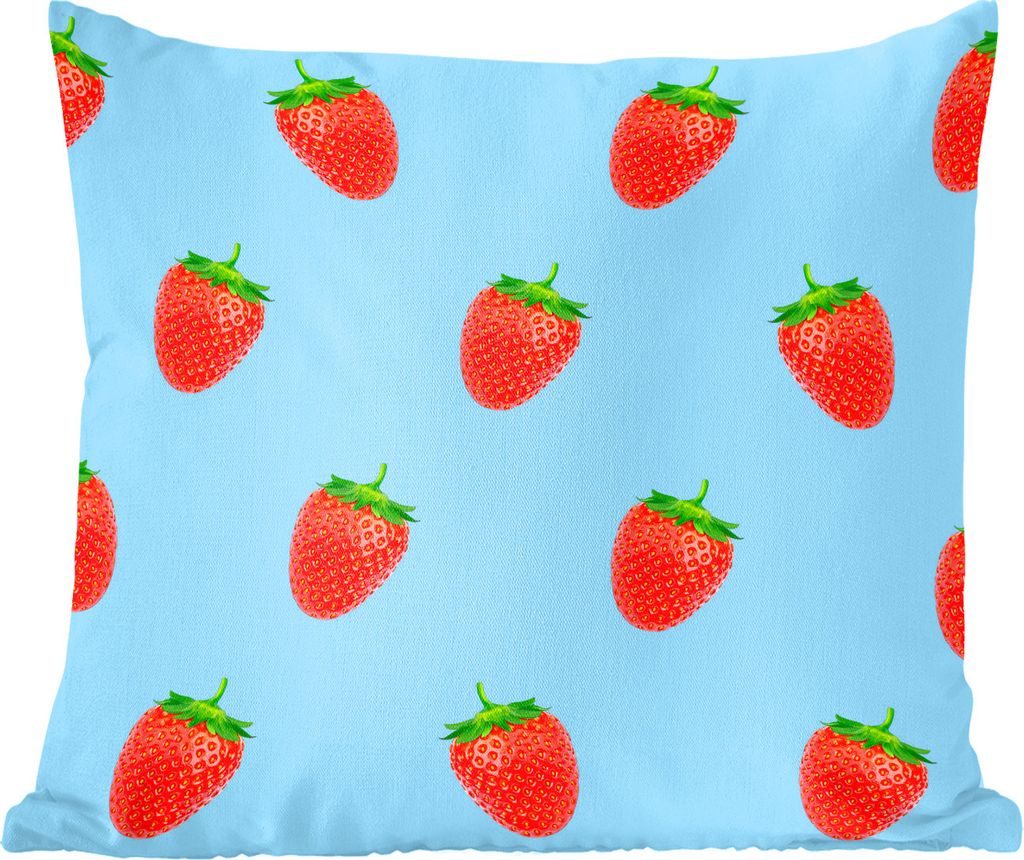 MuchoWow Zierkissen Sofakissen Wohnzimmer Dekokissen 45x45 cm Erdbeere - Muster - Sommer - Schlafpolster - Polster für das Sofa