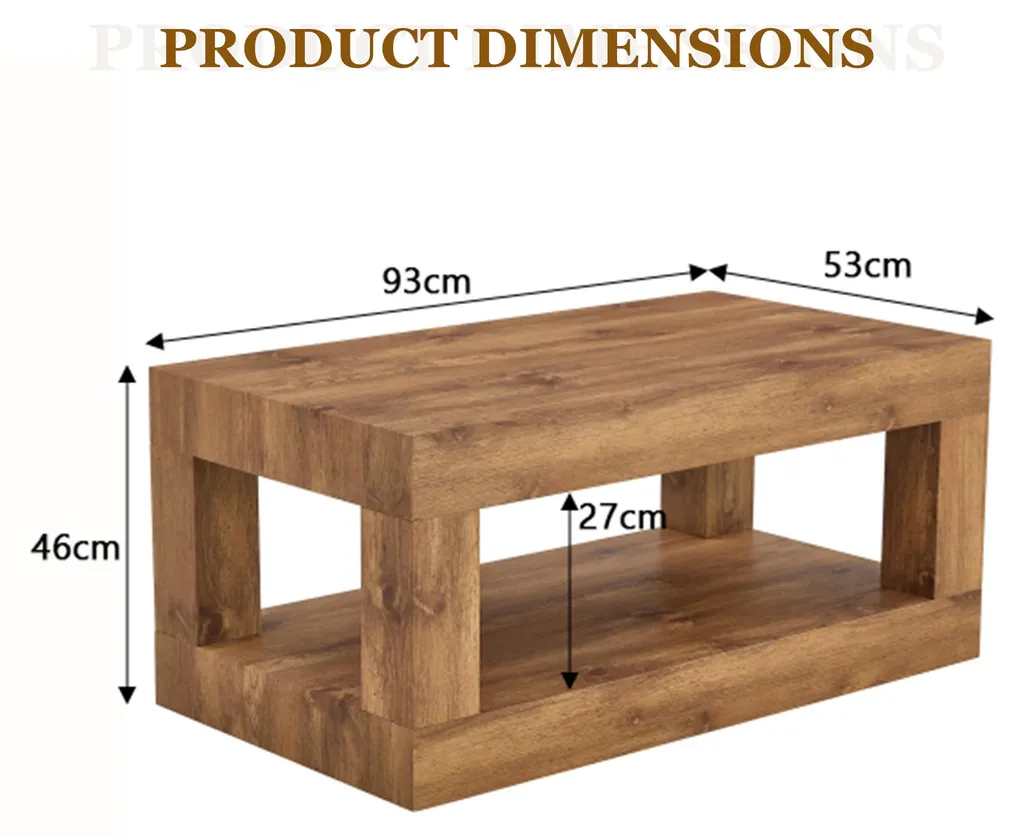 Table basse stable et durable en MDF avec double plateau de 100 cm