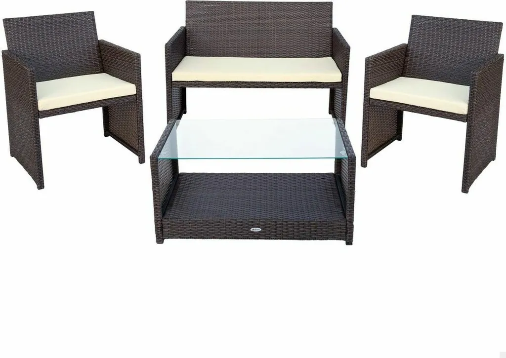 Meuble de jardin Aktive noir en résine tressée avec table basse