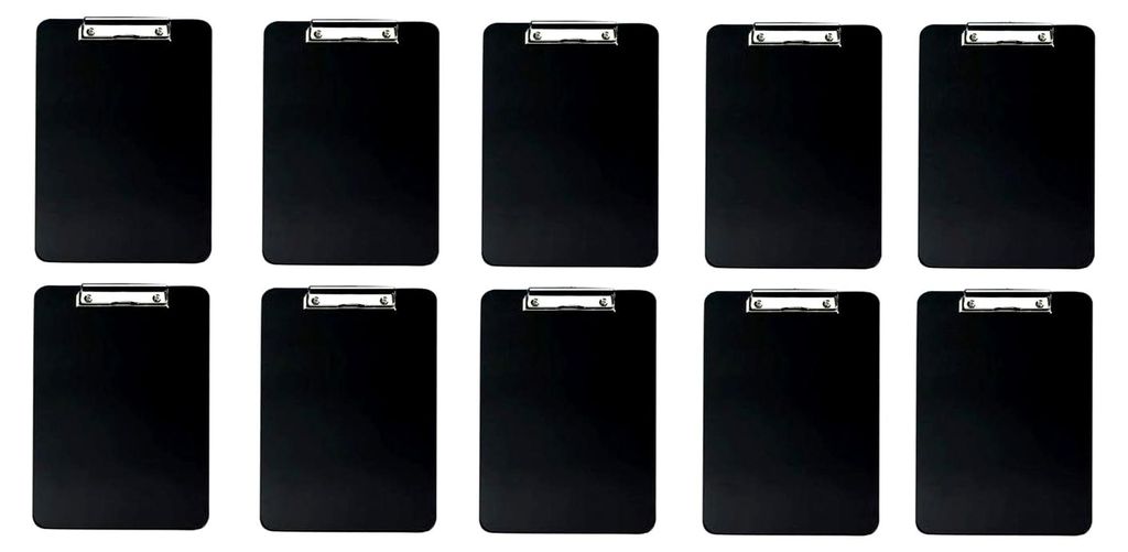 10er Set Klemmbrett DIN A4 schwarz mit Metallklemme