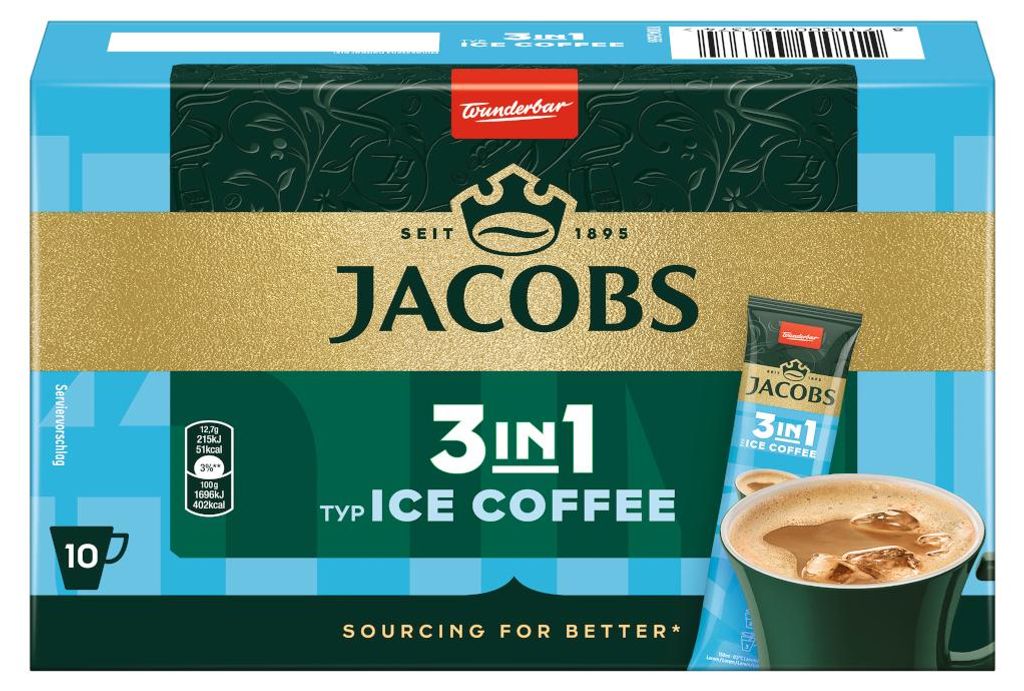 Jacobs Instantgetränk 3 in 1 Typ Ice Coffee 10x12,7g Packung 127g