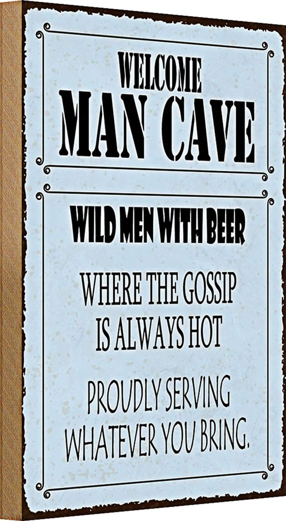 Holzschild Spruch 20x30cm welcome man cave wild men with Beer