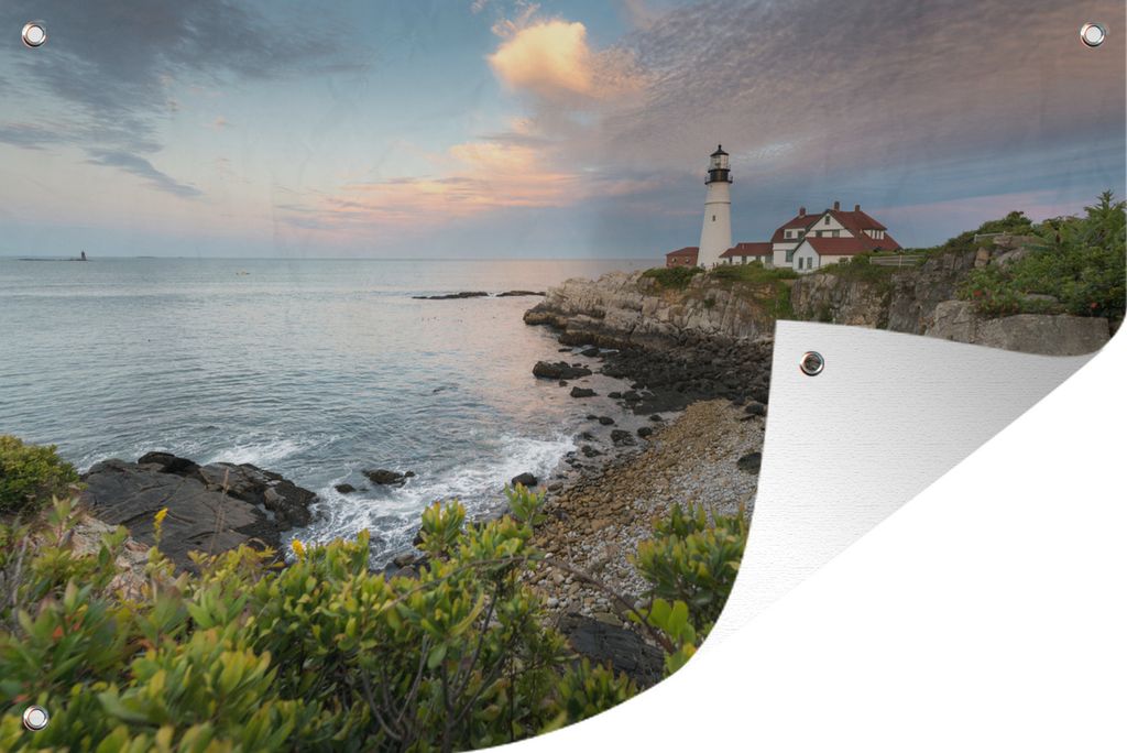 MuchoWow 90x60 cm Outdoor-Poster Gartendeko Sichtschutz Garten Poster für den Garten Leuchtturm in Maine