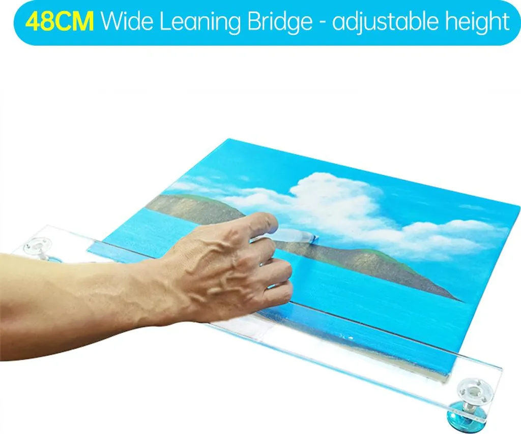 Pont d'appui pour artiste 18,8 pouces, repose-main transparent réglable