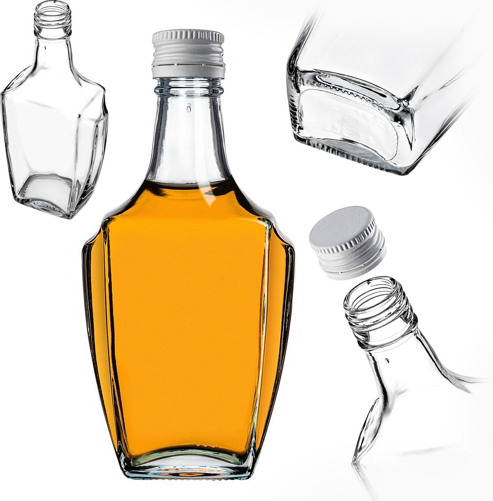 KADAX Glasflasche für Tinktur 250 ml mit weißem Verschluss, 50 Stück.