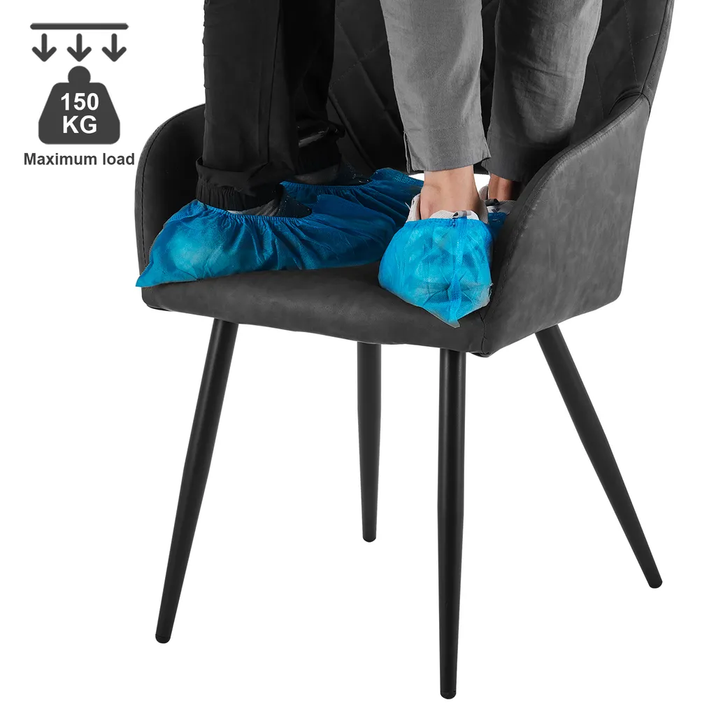 CLIPOP Chaises de salle à manger lot de 2 en similicuir gris moderne - 5