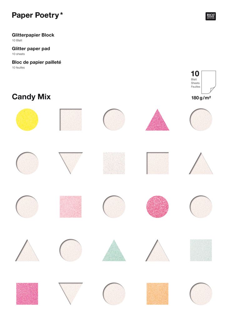 Glitterpapierblock, Candy Mix